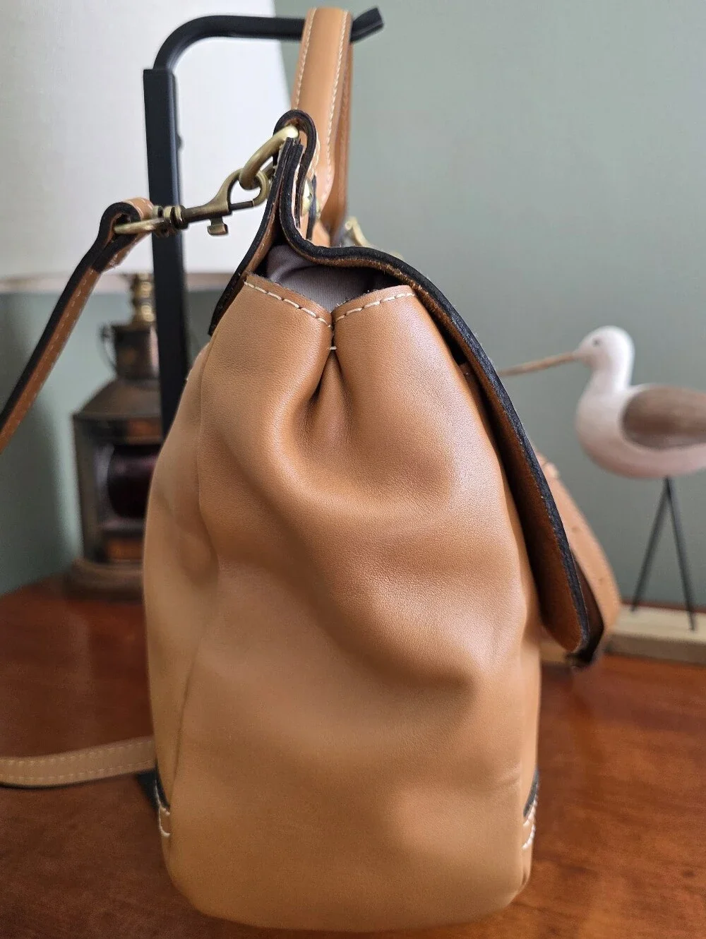 Patricia Nash Serranova Top Handle Crossbody Satchel Tan Leather Bag